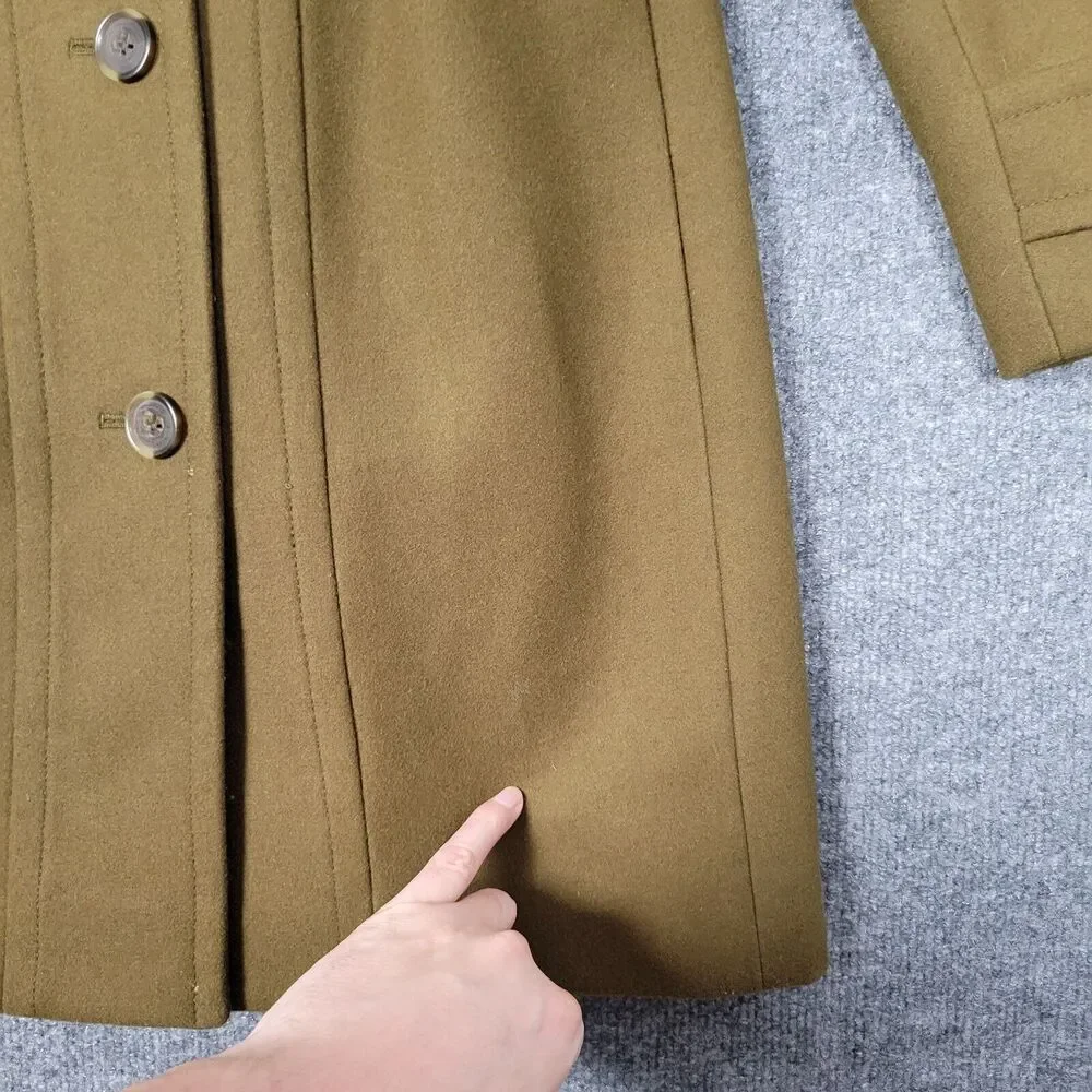J CREW 52510 Green Wool Button Front Skirted Dress Coat SIZE 00 - Picture 3 of 11